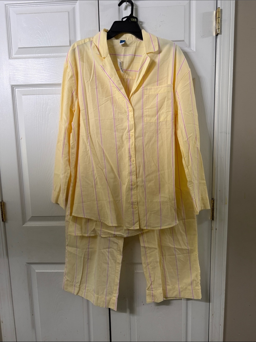 Old Navy  Yellow Stripe  Long Sleeve Top and Pant Pajama Set Sz L NWT